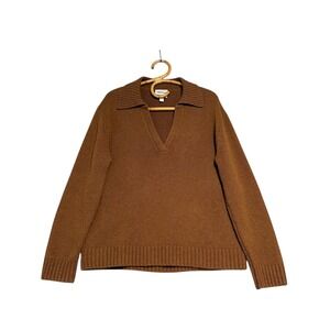 Hudson North | Collared Cashmere Knit Sweater Oversized Brown Size M